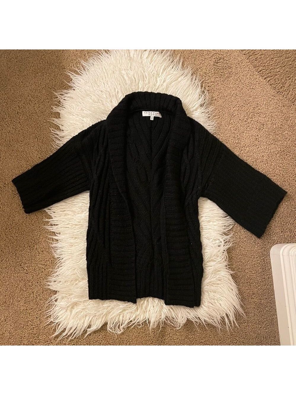 Trina Turk Black Short Sleeve Cardigan